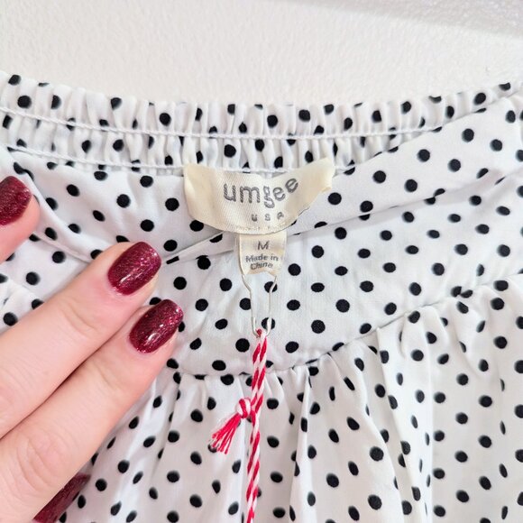 UMGEE Nwt Flowy Ruffle Polka Dot Skirt Set M White Black Full Skirt Western - Picture 9 of 12